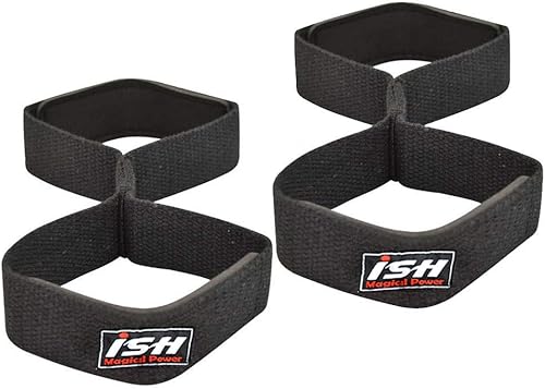 Gym Figura 8 Correas de levantamiento de pesas Barra de fuerza Guantes de muñeca acolchados Entrenamiento Ejercicio Correas Par