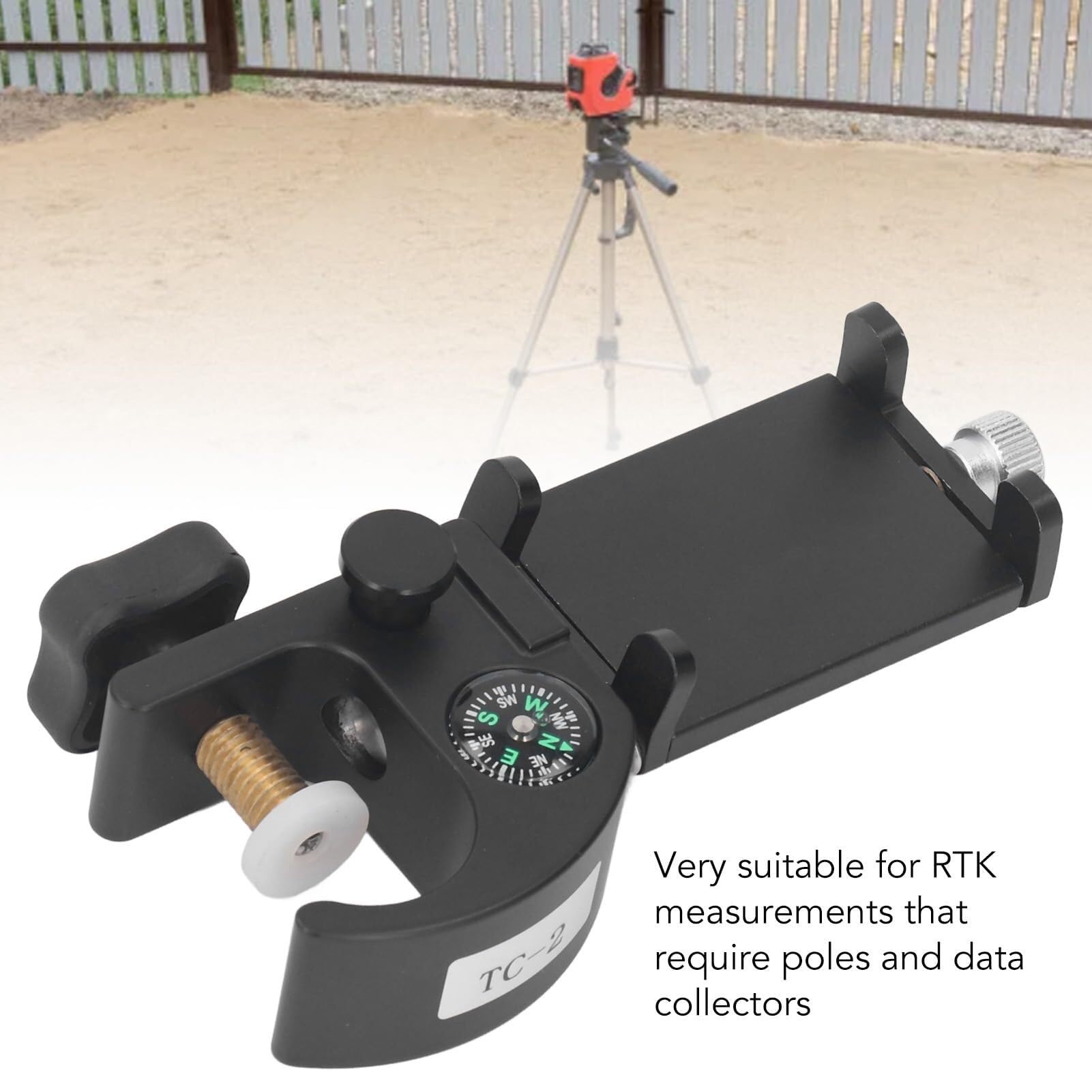 Morsetto universale per palo per collettore di dati con bussola e supporto telefono - Accessorio per rilevamento RTK