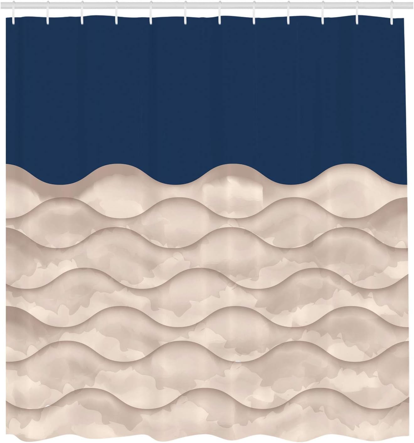 Ambesonne Ocean Shower Curtain, Sea Waves Illustration Features Liquid Ocean Motion Water Tides Image Artwork, Cloth Fabric Bathroom Decor Set with Hooks, 75" Long, Dark Sky