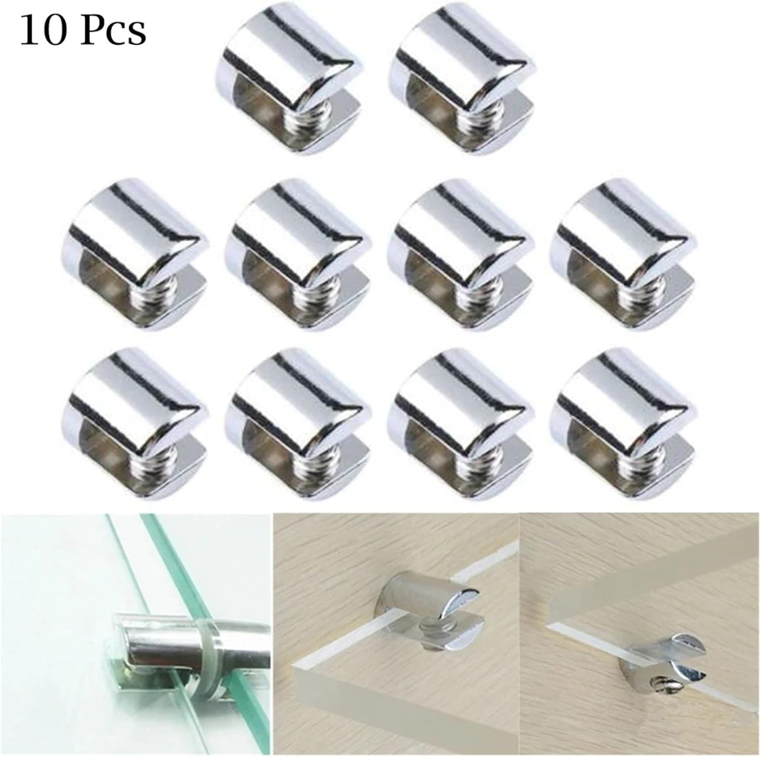 SBTRKT 10pcs 6-8mm Glass Shelf Support Clips Bracket Clips Bathroom Mirror Frame Fastening Clips Glass Bracket