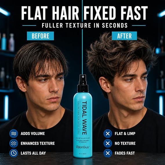 THESALONGUY Tidal Wave Sea Salt Spray for Hair Volumizing & Texturizing Beach Wave Spray for Men & Women | Matte Finish, Light Hold, Alcohol-Free | All Hair Types | 8 oz