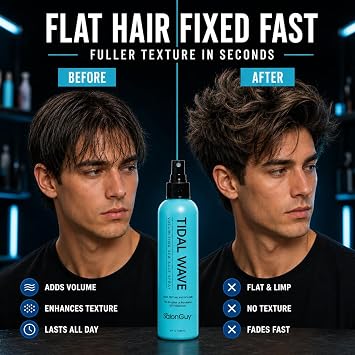THESALONGUY Tidal Wave Sea Salt Spray for Hair Volumizing & Texturizing Beach Wave Spray for Men & Women | Matte Finish, Light Hold, Alcohol-Free | All Hair Types | 8 oz