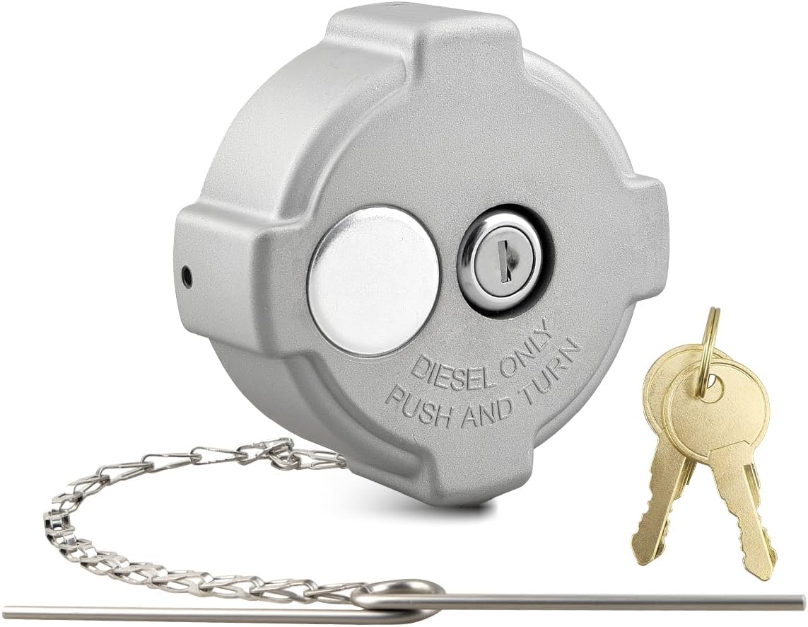 Locking Diesel Fuel Tank Cap 3" Female 1/4 Turn Fit for Freightliner Cascadia 113 125, Century 112 120, Columbia 112 120 Truck Gas Cap Replace 03-37017-000 03-37017-002 572.1018 Aluminum