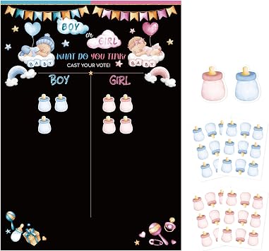 Gender Reveal Games Set, Boy or Girl Voting Poster with Stickers, Gender Reveal Party Decorations BABY