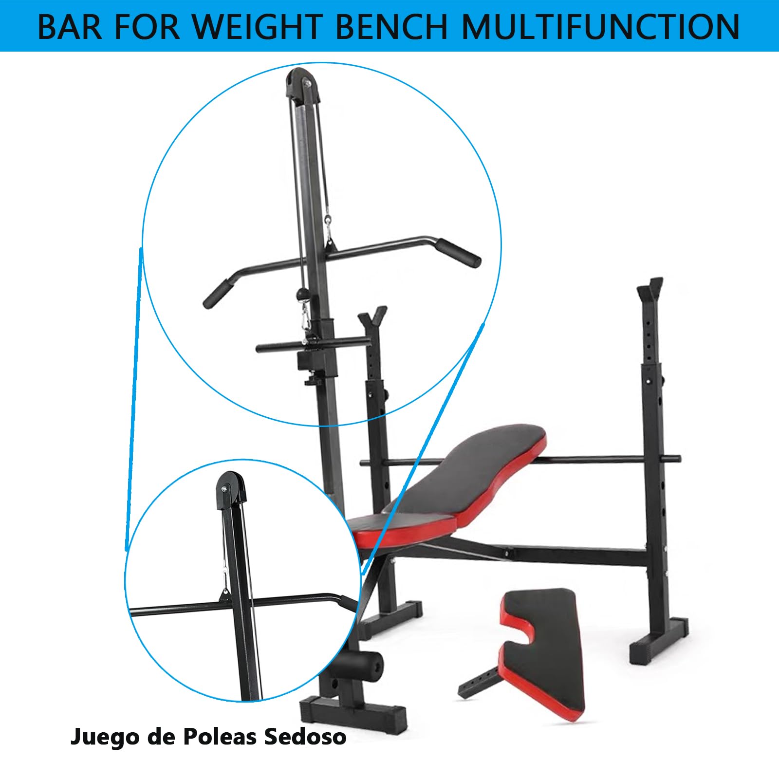Barra para Banco de Pesas Multifunción, 110 cm Altura, 93 cm Ancho