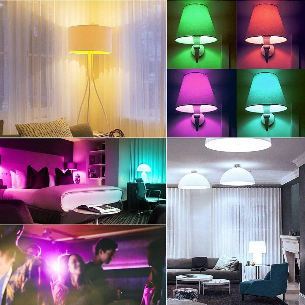 2 Pack LED Color Changing Light Bulb with Memory Remote Control RGB+Warm White 5W A60 50W Equivalent 450LM Ideal Lighting for Home Decoration,Stage,Bar,Party (A60 5W)
