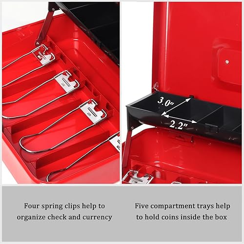 Vista 96 de Jssmst - Caja de efectivo de metal grande con bandeja de dinero,Caja de bloqueo Blanco con cerradura de combinación