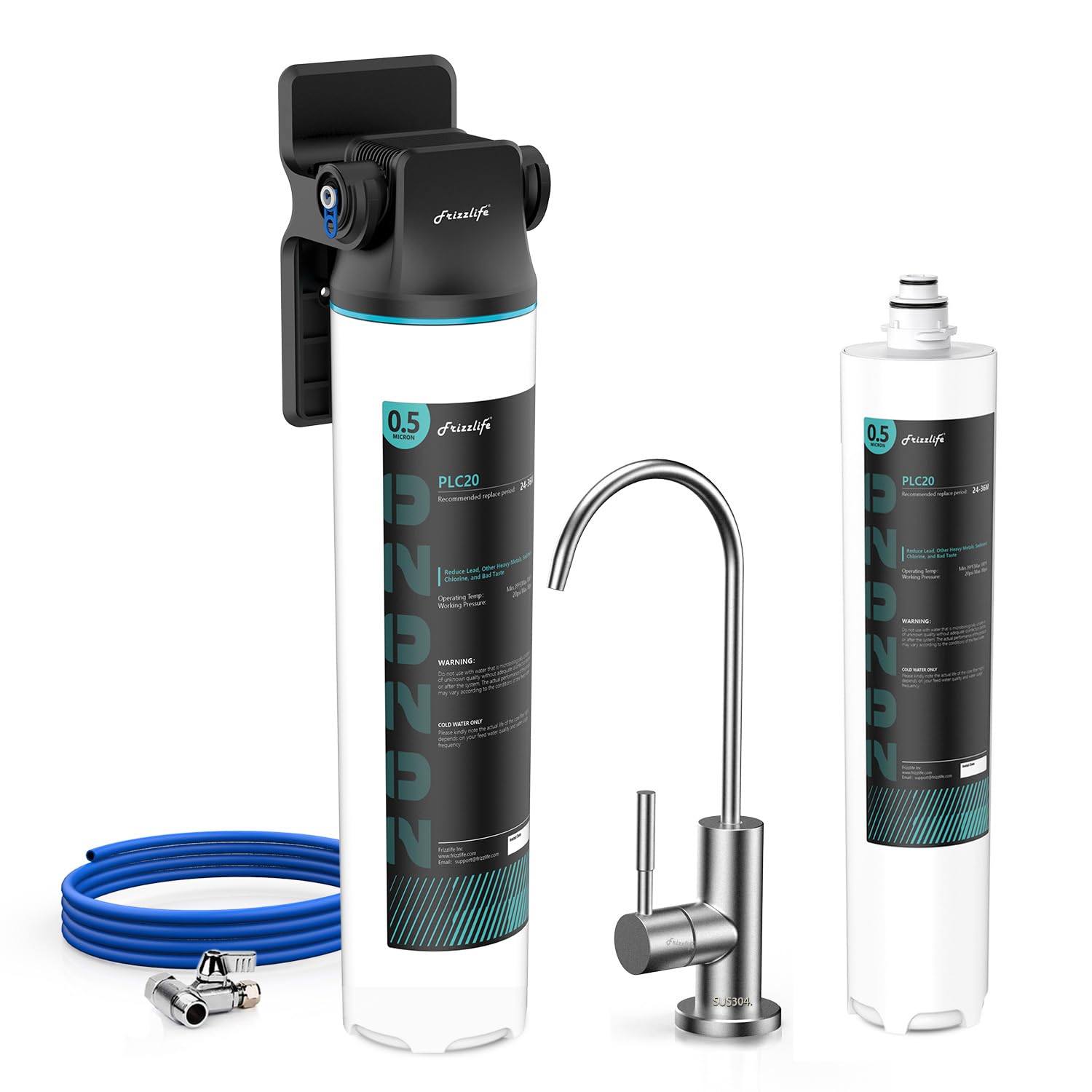 Frizzlife SW20F Under Sink Water Filter, with SW20-HF Replace Filter
