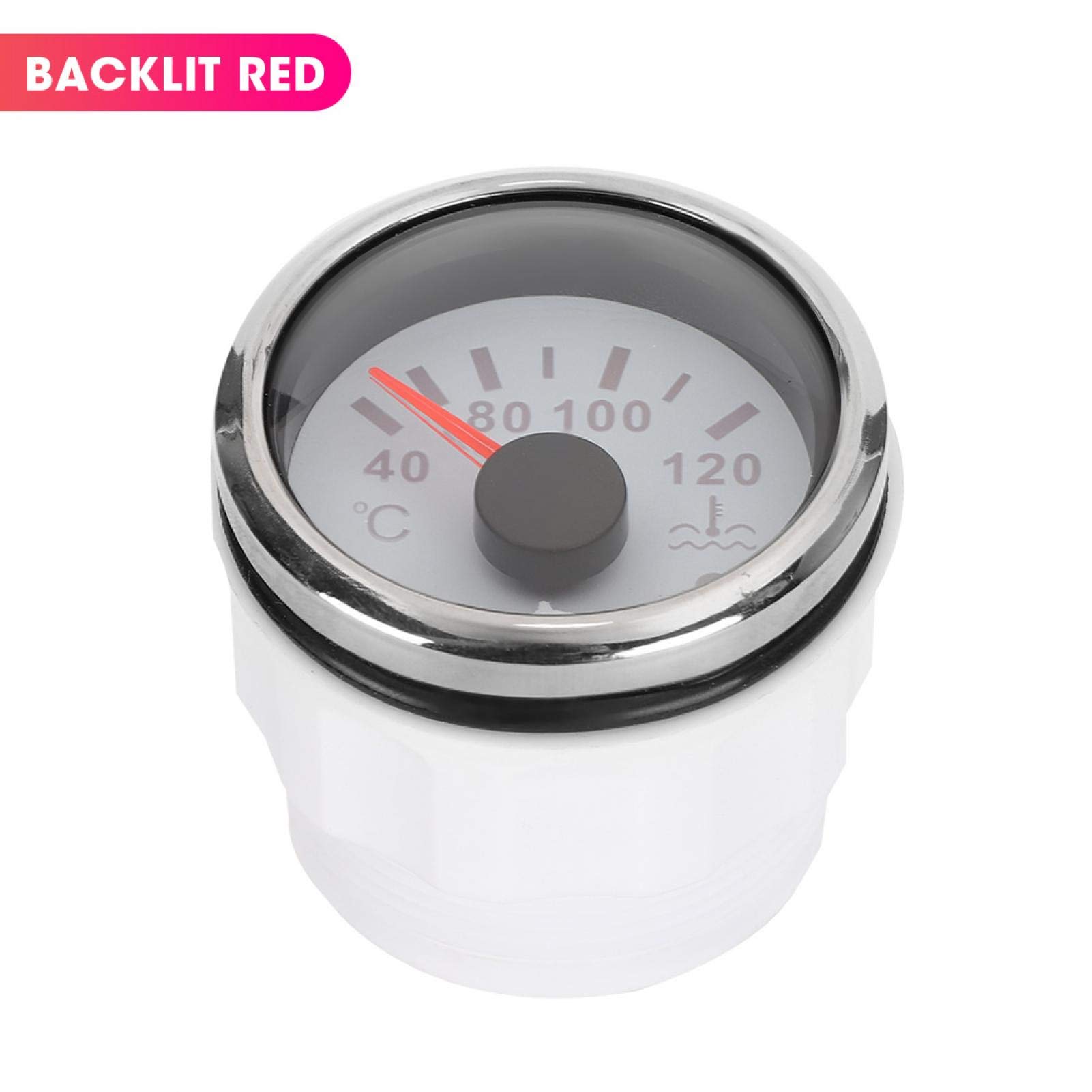 Qiilu Jauge Température Eau 52mm 40-120°C – Alarme 95°C, IP67 Étanchéité, 12/24V Pour Bateau & Voiture (Blanc)