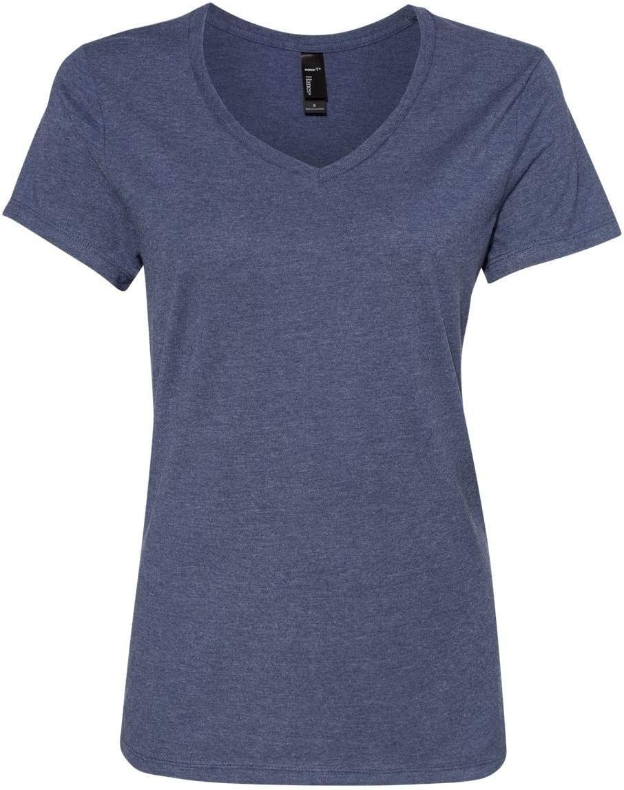 Hanes Womens Perfect-T Short Sleeve V-Neck T-Shirt XX-Large Heather Navy