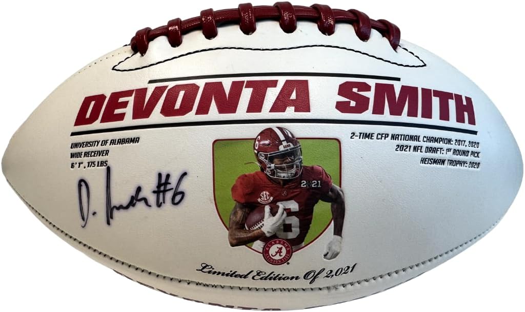 NIKCO SPORTS Devonta Smith Autographed Crimson Tide Football | Beckett Authentication | Limited Edition of 2,021 | Alabama Heisman Trophy Officially Licensed NFL Collectible Gift Fan Memorabilia