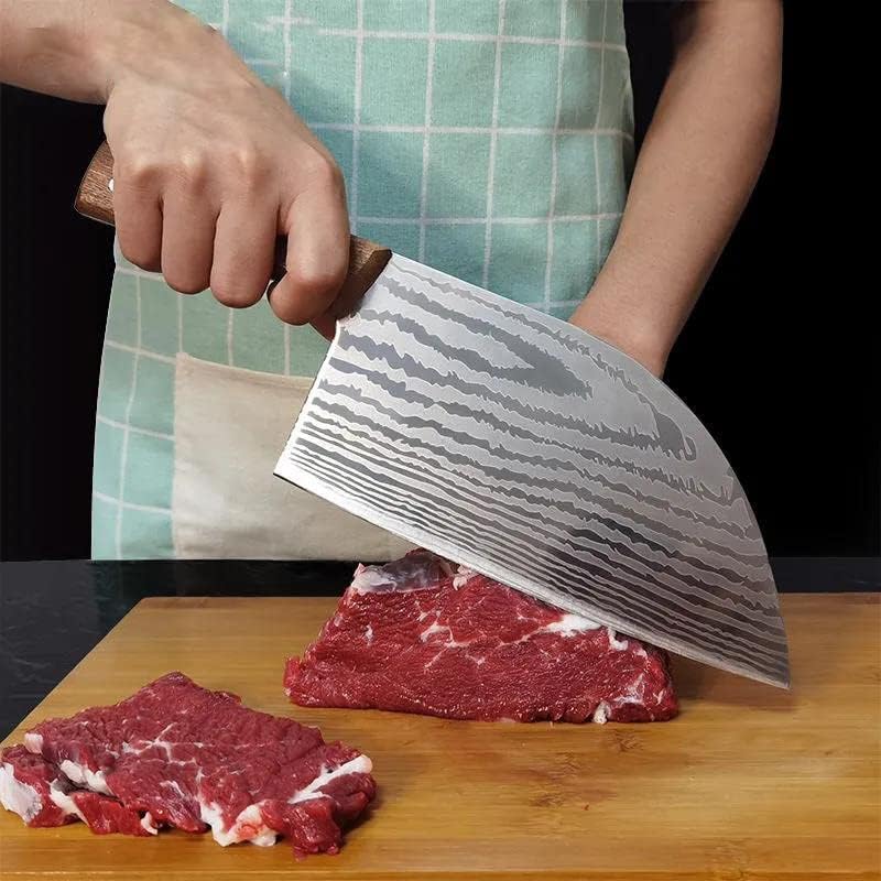 Meat Cleaver, Stainless Steel Chinese Style Kitchen Knife Sharp Kitchen Knife Meat Cleaver Chef's Knife Round Head Kitchen Knives (Color : Kitchen knife)