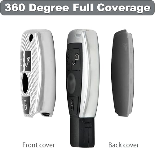 Miniatura 3 de FengleAuto Funda para llavero Mercedes Benz, compatible con llavero Mercedes Benz C E S M CLS CLK G, Size standard