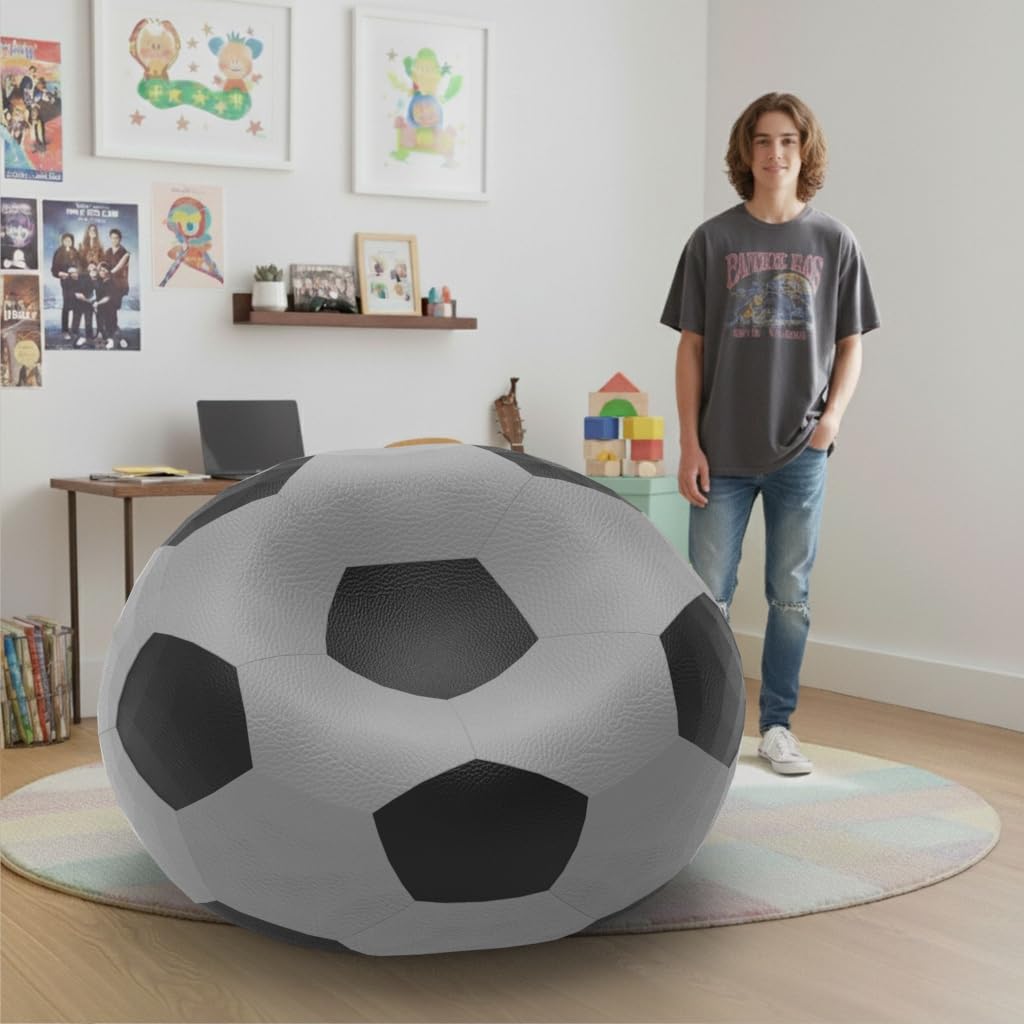 Bean Bag Chair Cover | Size: 2XL | Color: Light-Grey Black | Without Beans | Premium Leatherette Cover (CMF 1604)-image-19