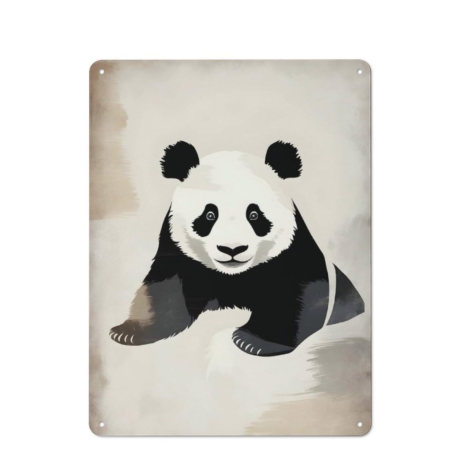 Vintage Tin Sign 40x30cm with Vintage Cute Panda Illustration for Hobby Room Or Studio, for Metal Sign Collectors, for Garage And Workshop Walls