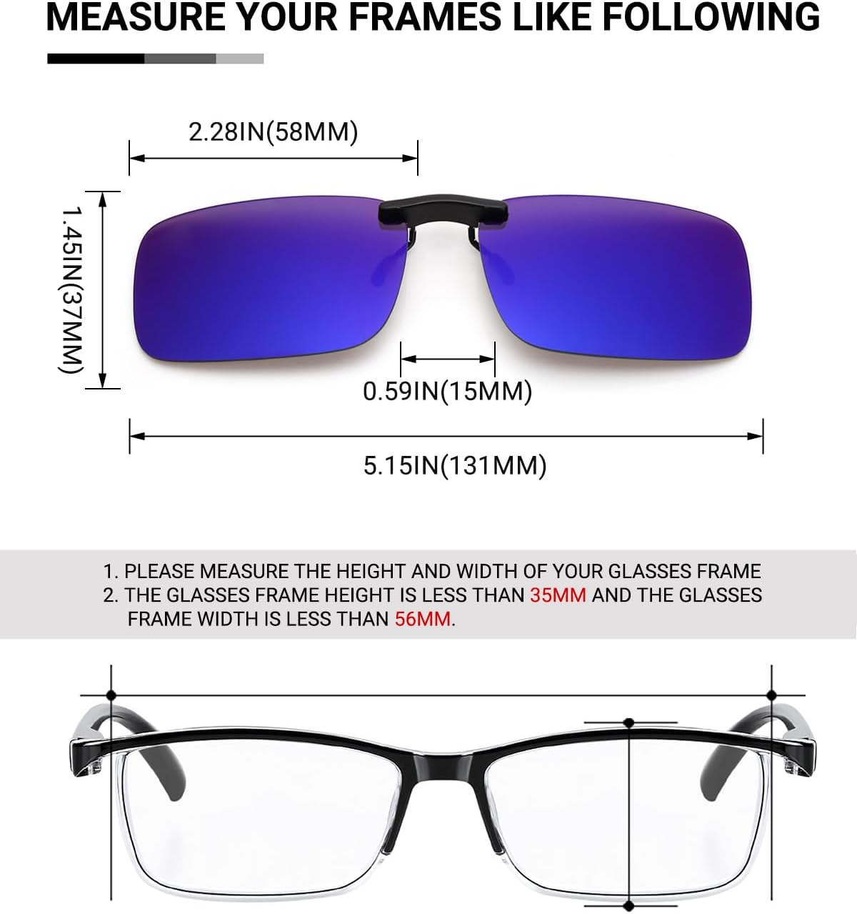 TERAISE Polarized Clip on Sunglasses Over Prescription Glasses Anti-Glare UV400 for Men Women Driving Travelling Outdoor - Image 3