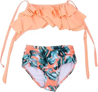 Peças Maiô Menina Maiô Para Meninas Kit De Praia Maiô Infantil Maiô Para Meninas Conjunto De Maiô De Duas Peças Biquíni Shorts -Filho Laranja Terno Infantil