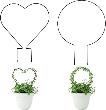 Trellis for Potted Plants, Small House Plant Support, Indoor Plant Trellis for Climbing Plants Circle and Heart Shape