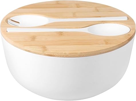 Salad Bowl Set - Large Serving Bowl | 9.8" Reusable Food Storage Containers for Cereal, Pasta, Fruits, Lunch and Meal Prep - Soup Cereal Pasta Snacks Lunch Dinner Family Gatherings