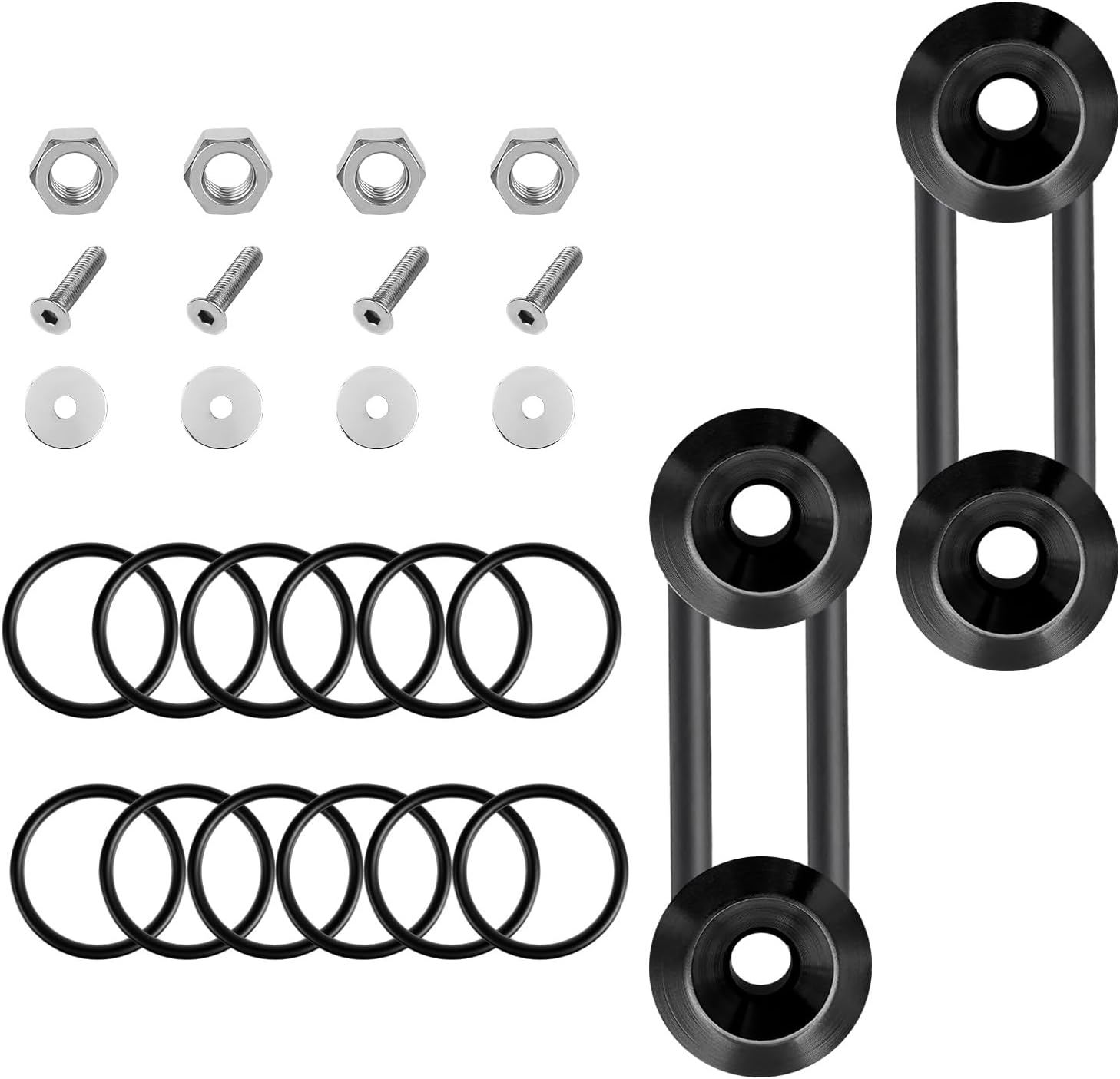 Bumper Quick Release, Front Rear Bumper Fasteners Kit with Screws Nuts Washers O-Rings, Universal Quick Release Clips Trunk Band Repair Fenders Holders for Most Vehicles (Black)