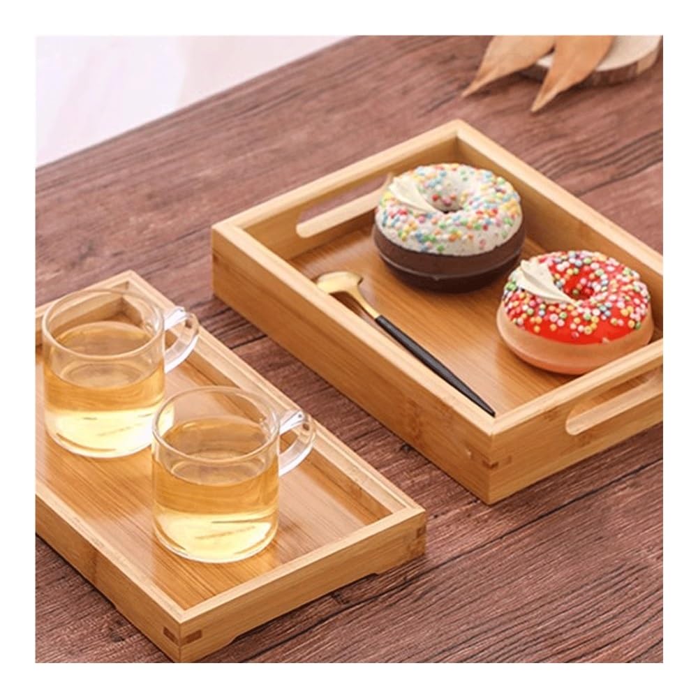 Bandeja rectangular de bambú para frutas, comidas, barbacoa y pan, esencial para cocina y guardería, perfecta para servir y mostrar alimentos
