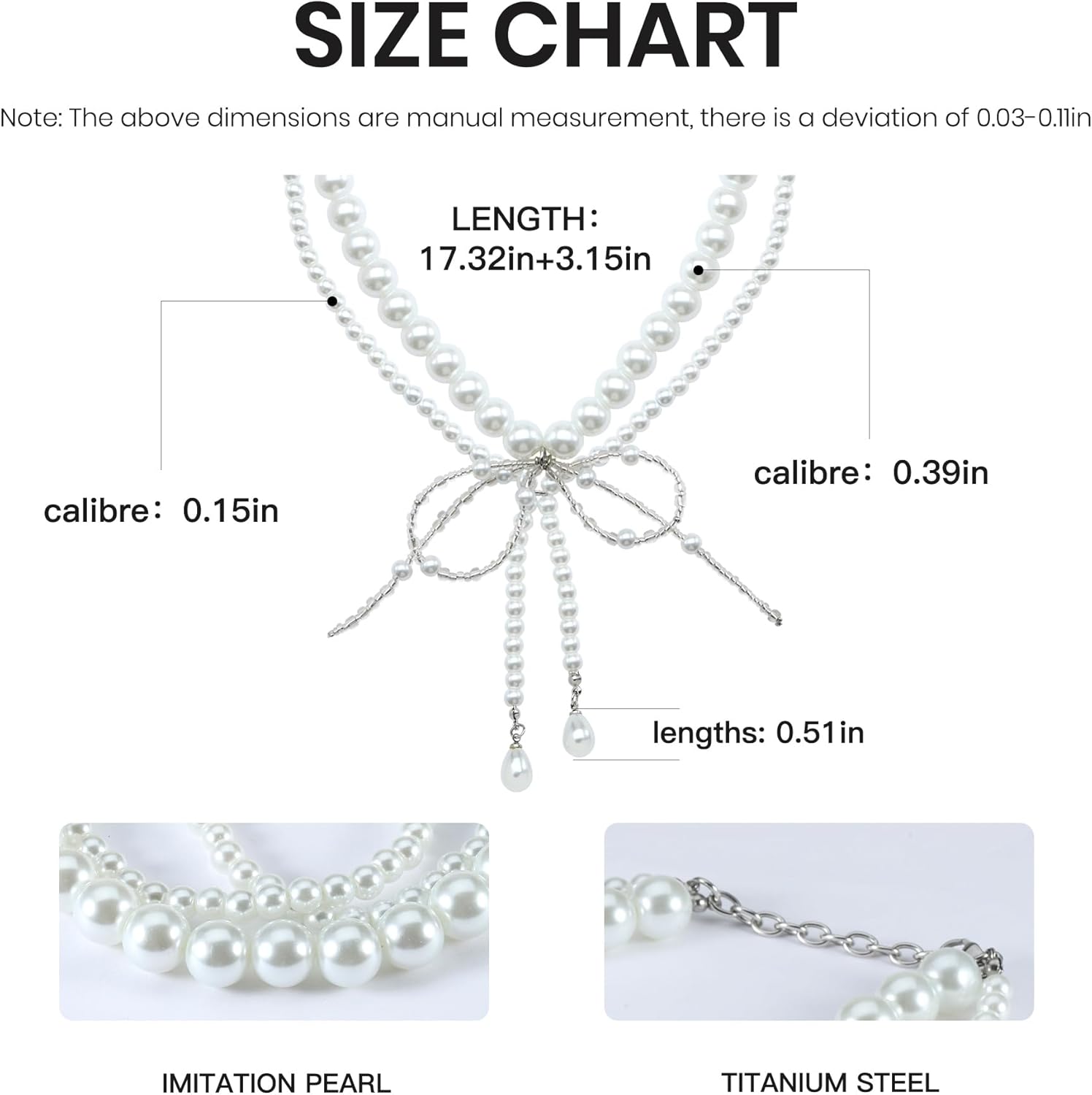 IDOKAWA 4/10mm Imitation Pearl Bow Necklace Choker Jewelry for Women Cute Trendy Layer Necklaces Y2K Jewelry Gift for Women