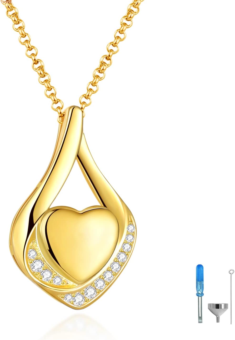 Cremation Jewelry 925 Sterling Silver Teardrop Urn Necklace for Ashes Heart Shape Memorial Keepsake Pendant for Human Ashes for Women Gift