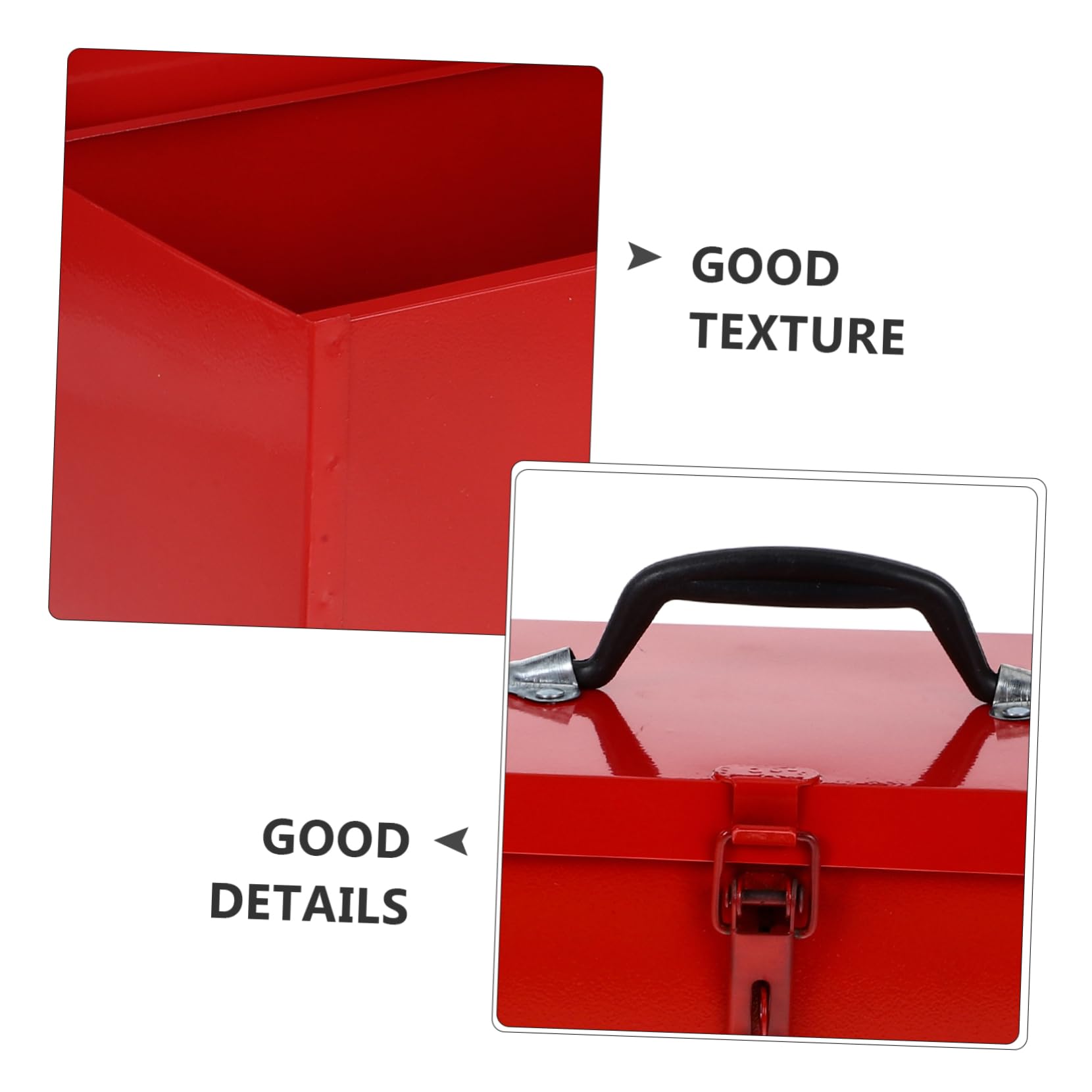 Lurrose Cassetta Porta Attrezzi Portatile e Resistente Agli Urti, in Lamiera di Ferro Rossa, Grande Capacità e Chiusura Robusta Stili multipli per Casa e Officina