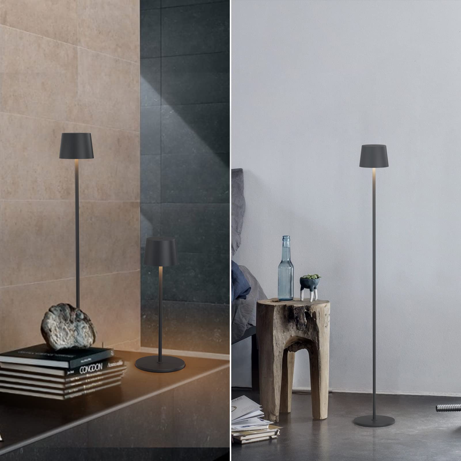 K-Bright Stehleuchte LED 130cm, 4W dimmbares Leselicht, Touch Control, Stehleuchte aus Metall Aluminium, geeignet für Wohnzimmer, Schlafzimmer, Büro Zusatzbeleuchtung(Anthrazit)