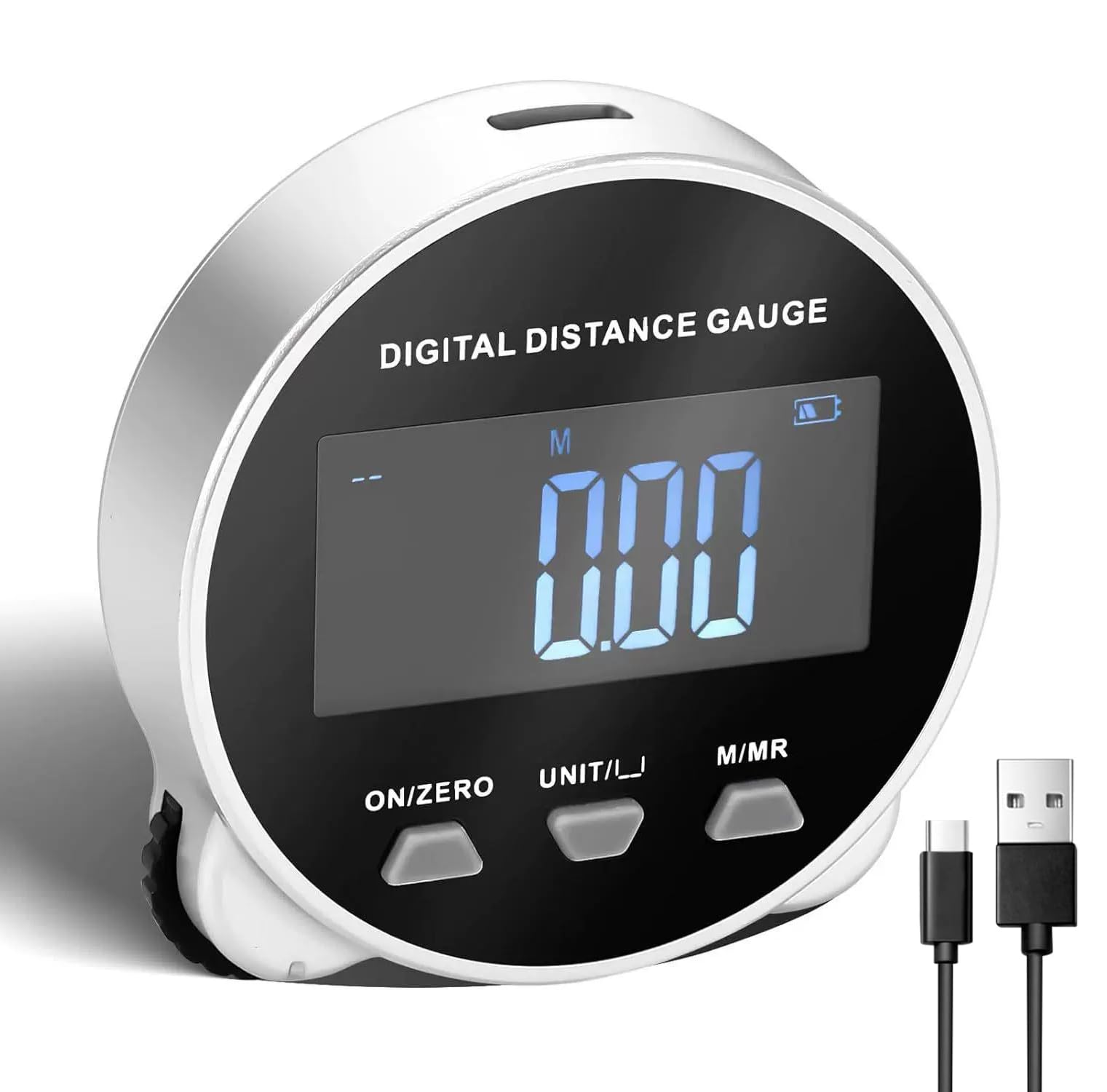 Cinta Metrica Digital, Medidor Distancia 0-200 Metros, Regla de Rodillo Electronica Recargable con Pantalla LCD, para Diámetro Curvo Plano Forma Impar