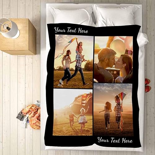 Miniatura 5 de Manta de fotos personalizada, 4 fotos, mantas personalizadas para mamá, abuela, esposa, mujeres de hija, hijo, marido, 8 tamaños