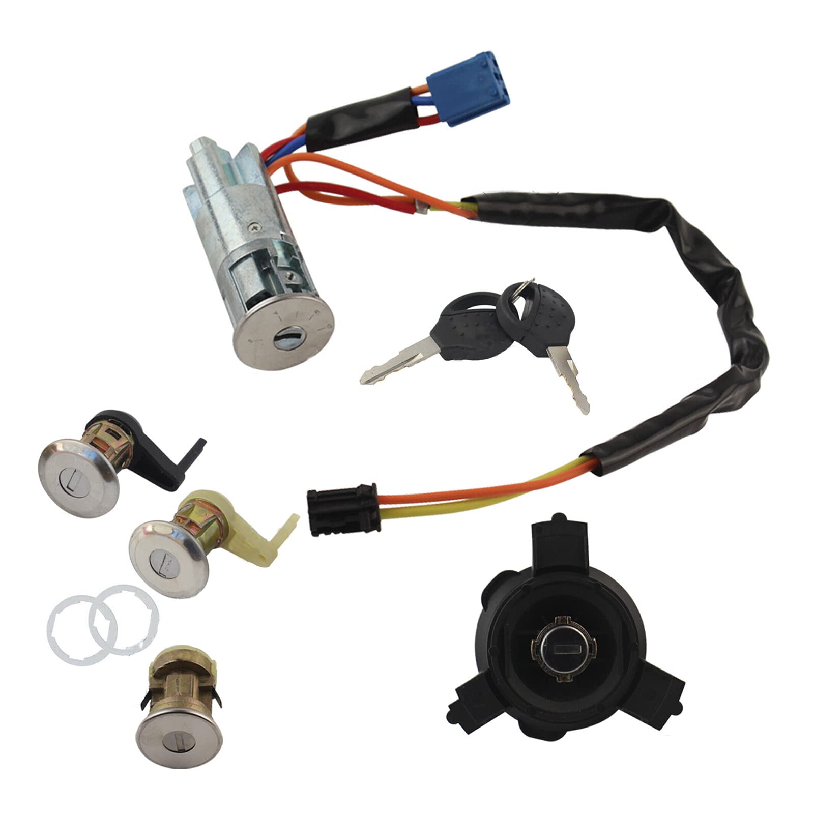 Kit Complet 3 Serrures avec Antivol de Direction, Bouchon de Réservoir et 2 Clés compatible pour 206 (3/5 portes, A trois volumes, CC, SW, Van) - 4162.PS