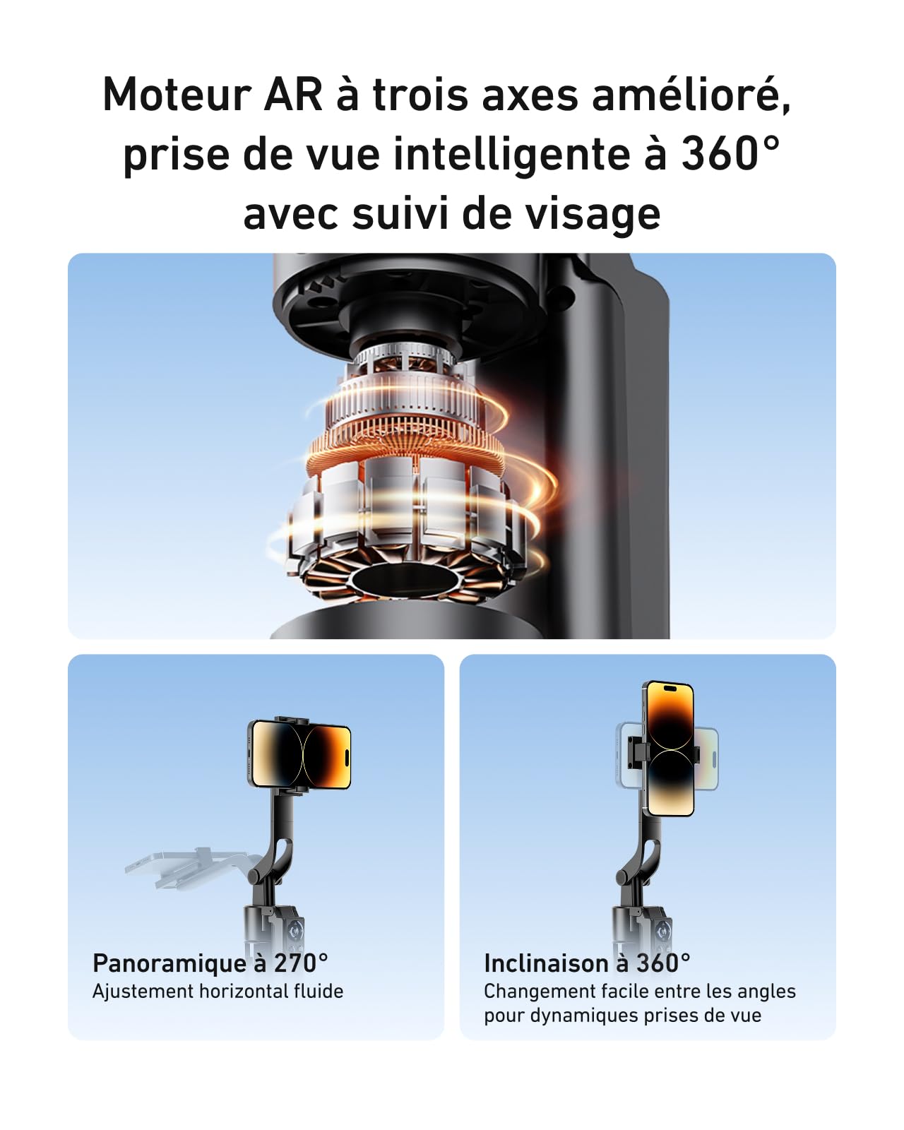 TELESIN 160CM Automatique Visage Suivi Trépied avec TéLéCommande Bluetooth