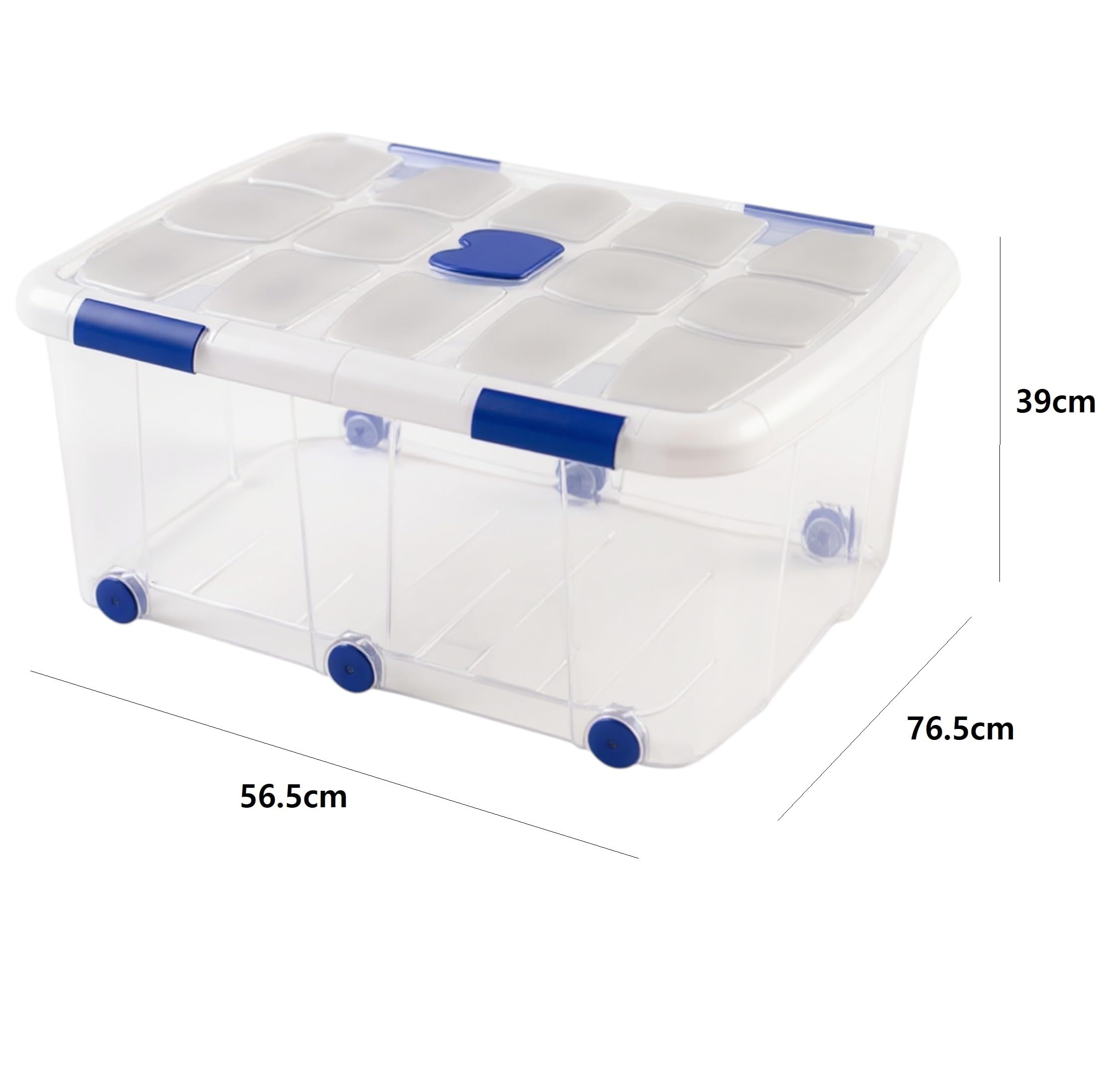 Set Caja de almacenaje pongotodo de ordenación apilable Contenedor para almacenar Juguetes, Libros, Ropa, Mantas - Capacidad 100 litros plástico Transparente (2x - 76.5x56.5x39cm)