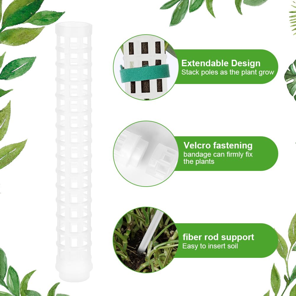 OFFCUP Plastic Moss Poles, 2x 25cm/ 50cm Monstera Plant Support for Climbing Plants Plant Poles with Cable Ties & Labels - Image 3
