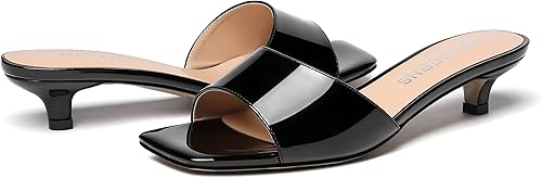 Miniatura 6 de WAYDERNS Sandalias de tacón bajo con punta cuadrada para mujer, puntera abierta, puntera abierta, para citas, estilo gatito, de 1.5 pulgadas