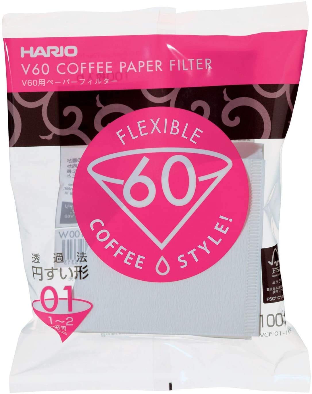 Hario V60 Größe 01 drei Packungen 100 Weißbuch Kaffeefilter insgesamt 300 Papierfilter 3x VCF-01-100W