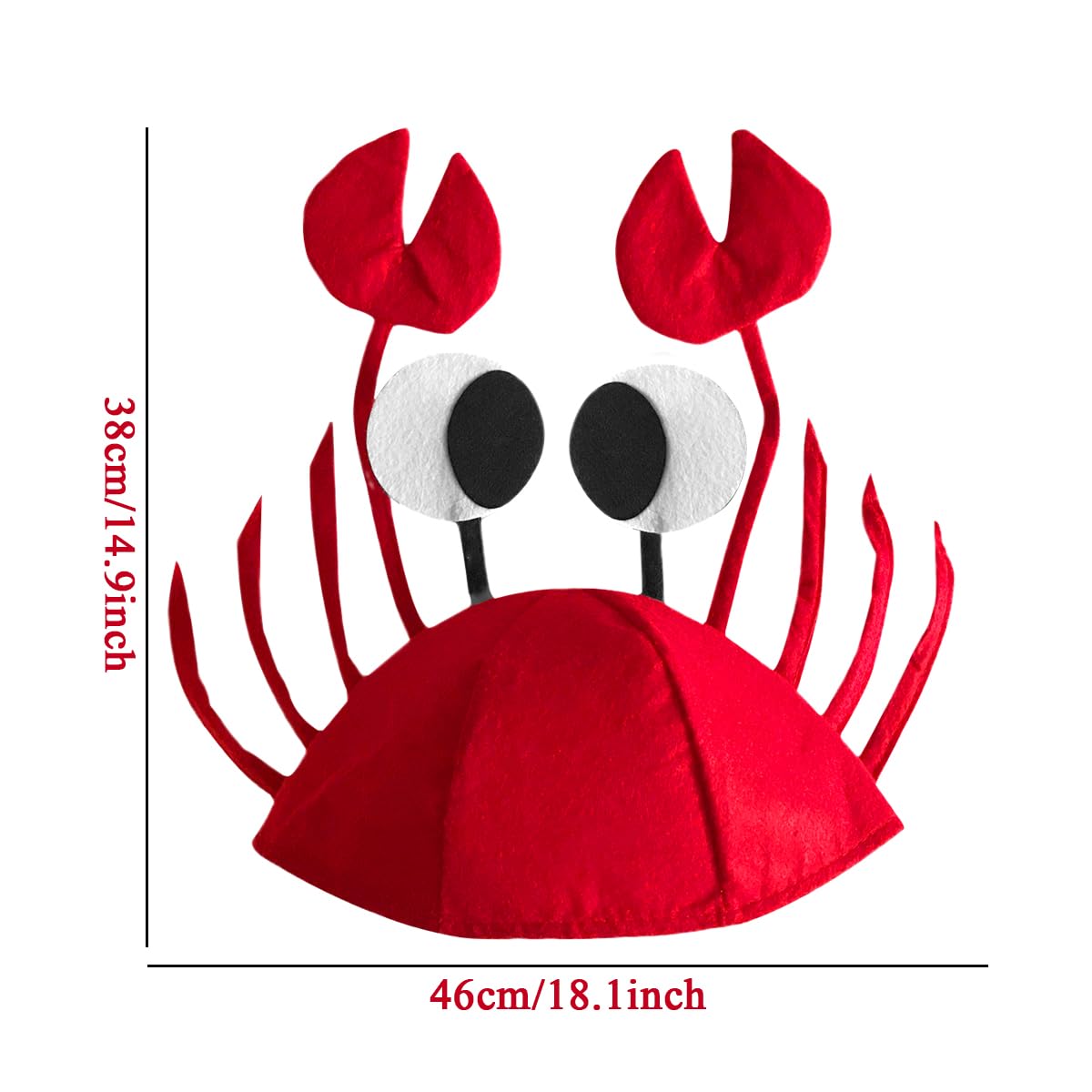 1Pcs Red Party Crab Hats,Funny Plush Hat Cartoon Halloween Hat,Adjustable Crab Hat Costume Fancy Hats for Carnival Cosplay Christmas Halloween Costume Accessories - Image 2