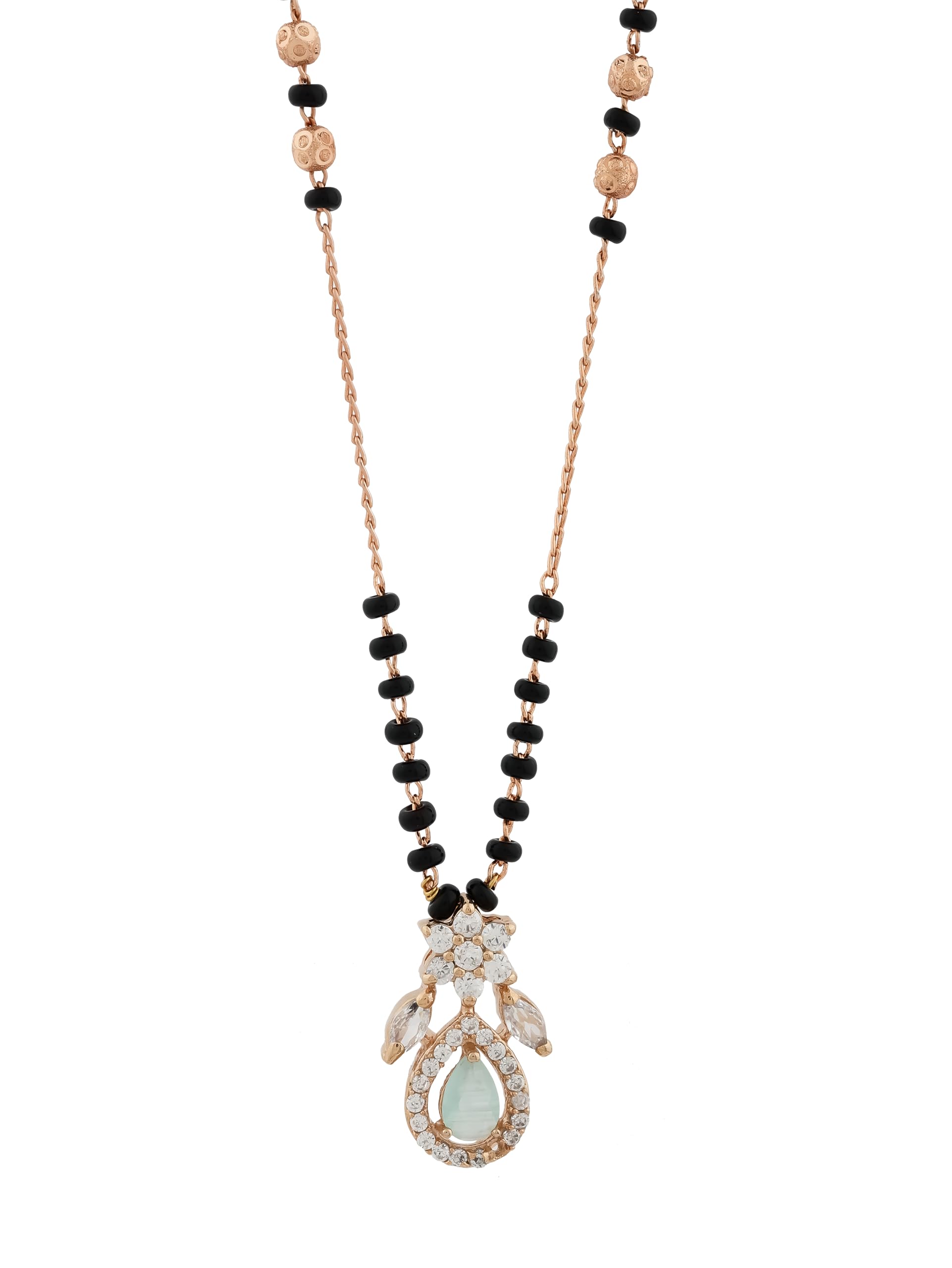 American Diamond Short Mangalsutra Fancy Black Beads Jewellery for Women-image-8