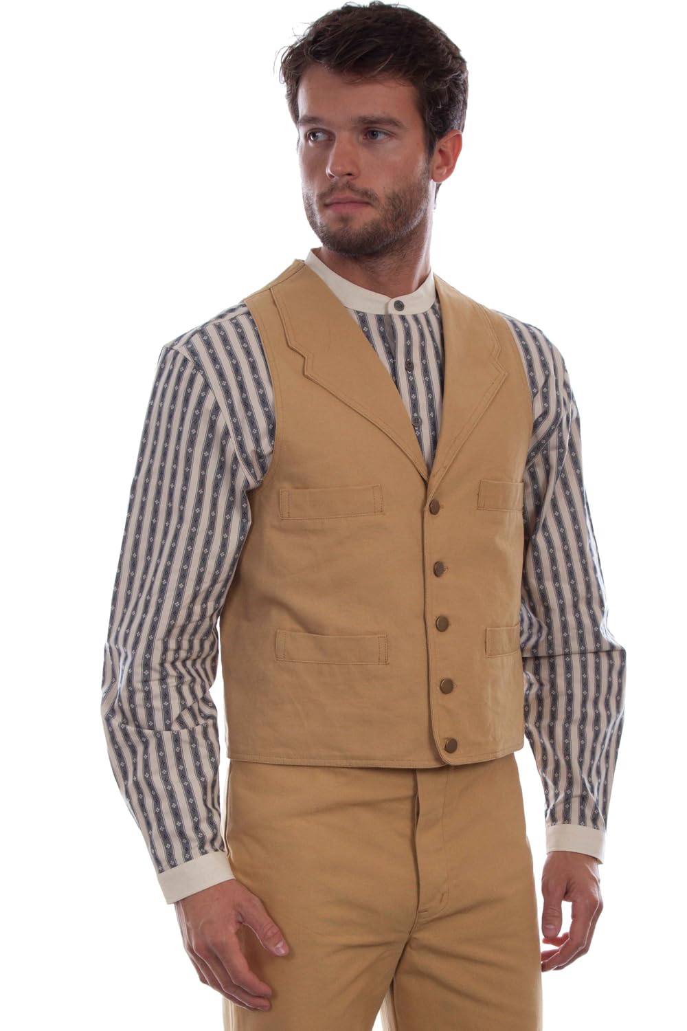 Scully Mens Wheat 100% Cotton Vintage Lapels Vest LT