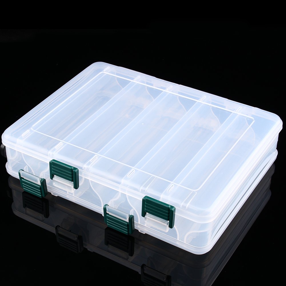 Boîte De Rangement De Pêche Yosoo Double Face - 12 Compartiments, Dimensions 20x12x5 Cm, PVC étanche