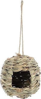 Yardwe 3pcs straw bird nest aviary cage outdoor out door decor outdoor decor bird cages for cockatiels hand woven birdhouse toy parrot Bird Hanging Nest Straw Birdcage Natural Birdhouse