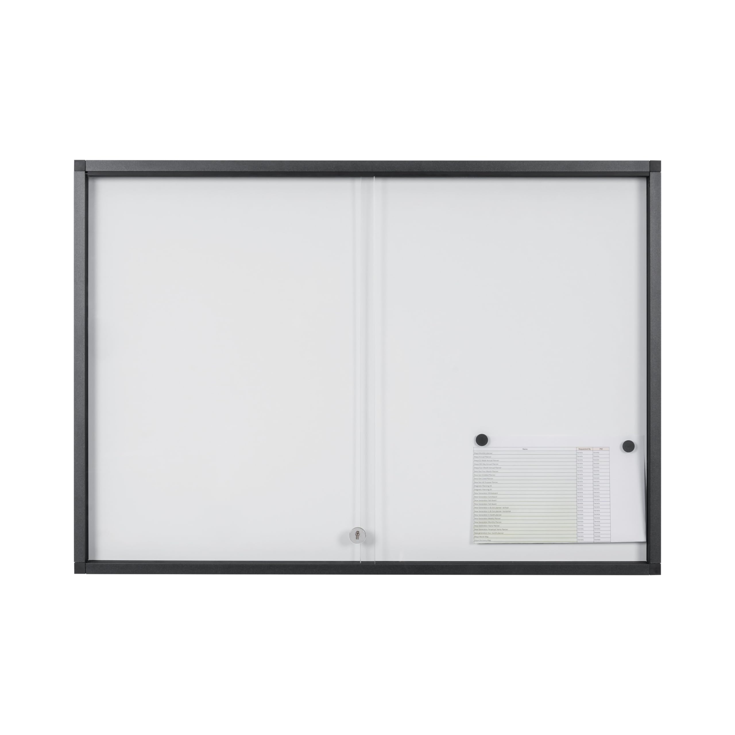 Exhibit Extra Magnetic Display Case, 6xA4, Lacquered Steel Surface, Glass Door, Aluminium Anthracite Frame