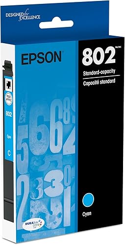 Epson T802520 T802 DURABrite cartuchos de tinta de capacidad estándar, ultra color, Cian