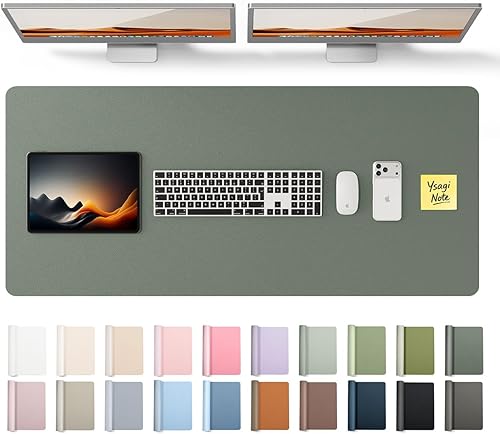 Miniatura 126 de YSAGi Protector de escritorio de piel, alfombrilla de oficina, alfombrilla grande para ratón, alfombrilla antideslizante de piel sintética, Azul