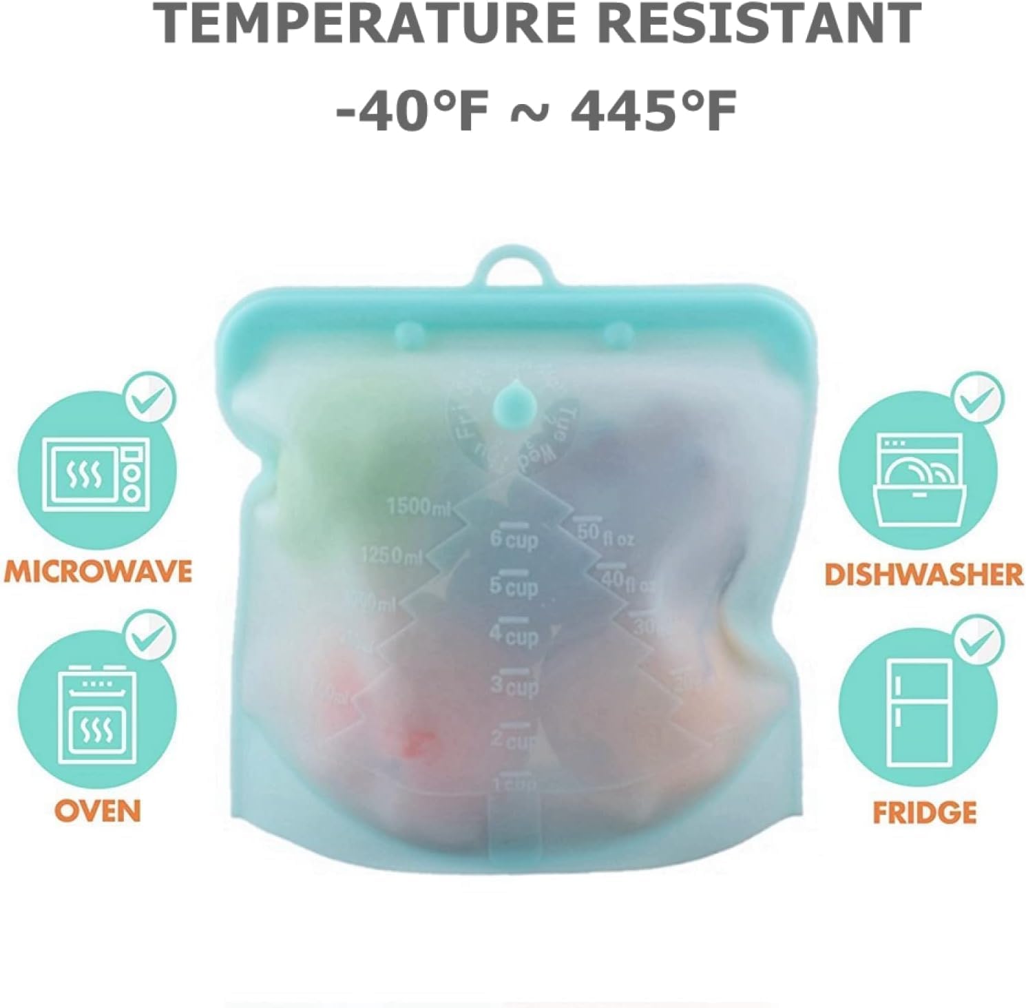 Reusable Silicone Food Storage Bags 1000ml, Leakproof Freezer Bags for Fresh Food, 5pcs Yellow Containers for Meal Prep and Organization Pink