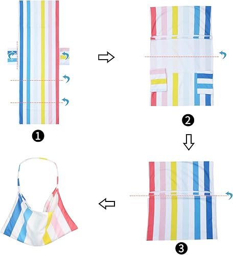 Miniatura 5 de Funda colorida para silla de playa con bolsillos laterales, acogedora, de secado rápido, a rayas, para piscina, playa, jardín, hotel, tomar el sol