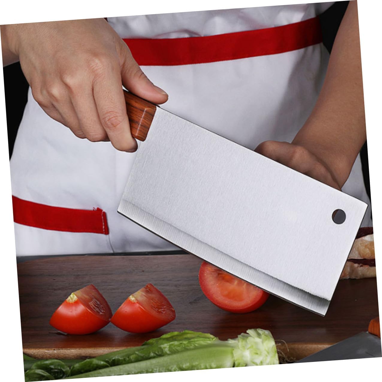Uonlytech 2 Pcs Stainless Steel Vegetable Cutter with Ergonomic Handle Multipurpose Kitchen Chopper for Meat Fruit and Bone Cutting Food Chopper for Home and Restaurant Use