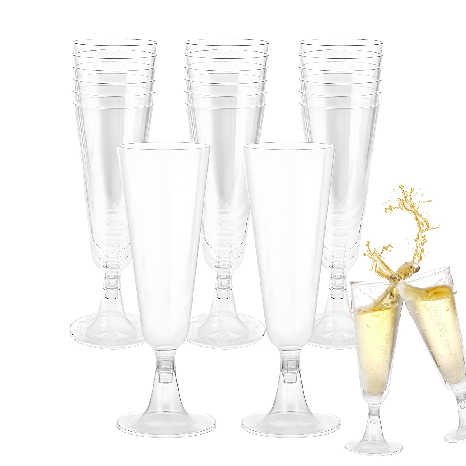 Lot De 30 Flûtes à Champagne En Plastique Transparent Réutilisables 150ml - Parfait Pour Mariages, Anniversaires Et Fêtes