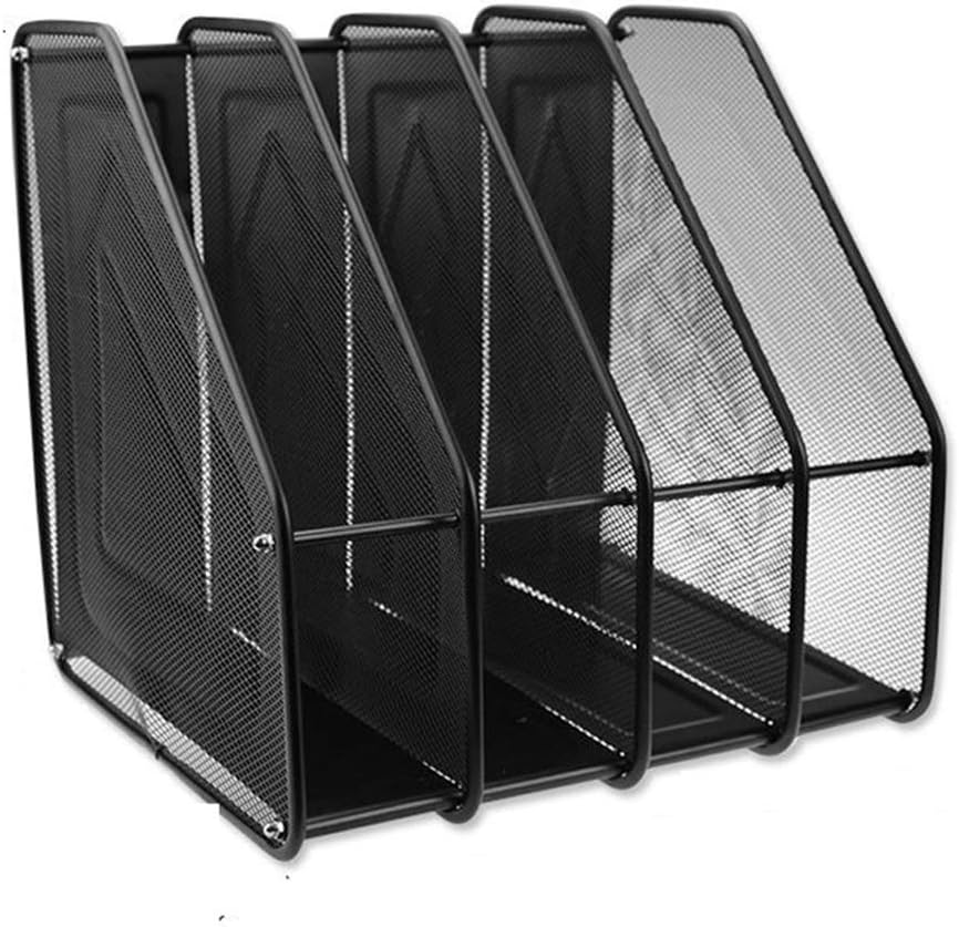 Magazine Rack,Black 3/4 Tier Mesh File Racks Desktop Storage Organiser Box,Tray Stackable Grid
